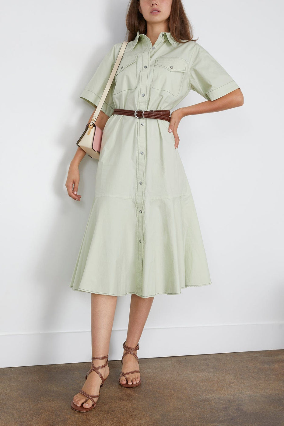 Sea Sullivan Sportswear Midi Shirt Dress in Seafoam