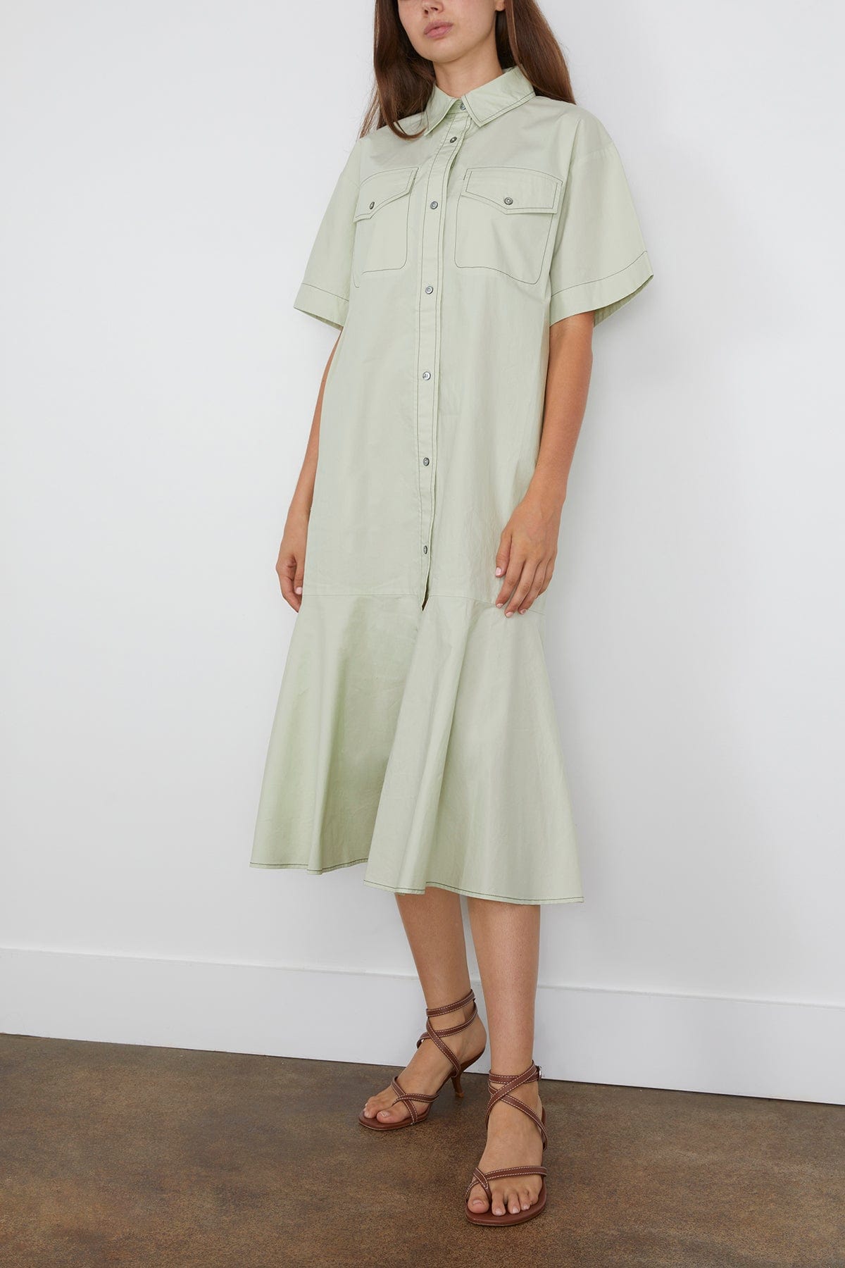 Sea Sullivan Sportswear Midi Shirt Dress in Seafoam