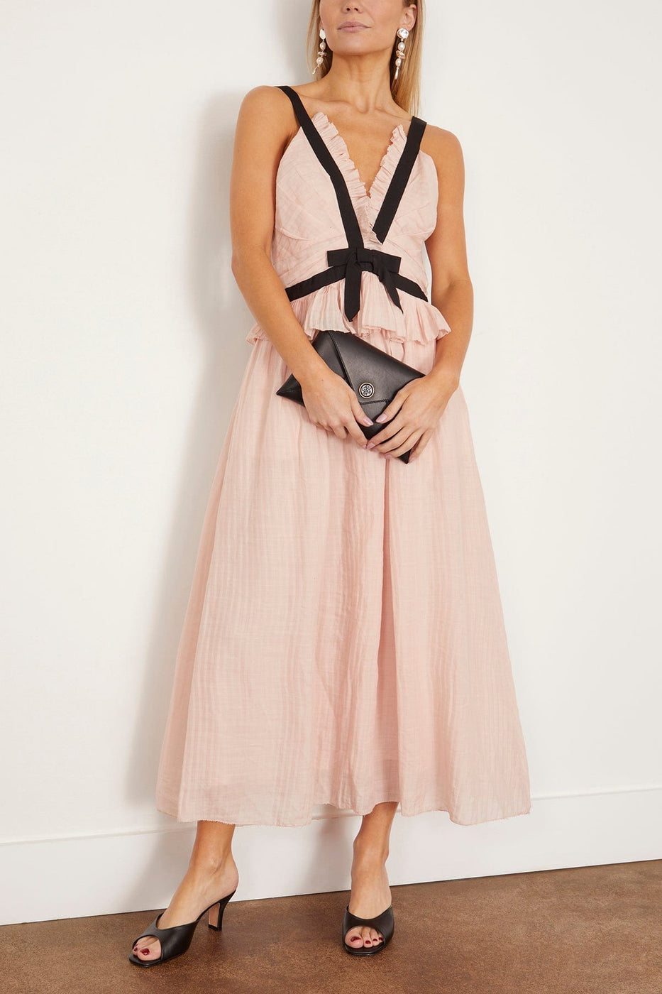 Sea Thalia Ramie Tank Midi Dress in Blush