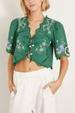 Sea Tops Vesna Embroidery Tie Front Top in Green SEA Vesna Embroidery Tie Front Top in Green