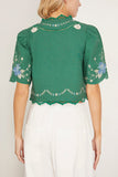 Sea Tops Vesna Embroidery Tie Front Top in Green SEA Vesna Embroidery Tie Front Top in Green