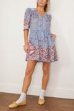 Sea Whitney Print Puff Short Sleeve Mini Dress In Blue