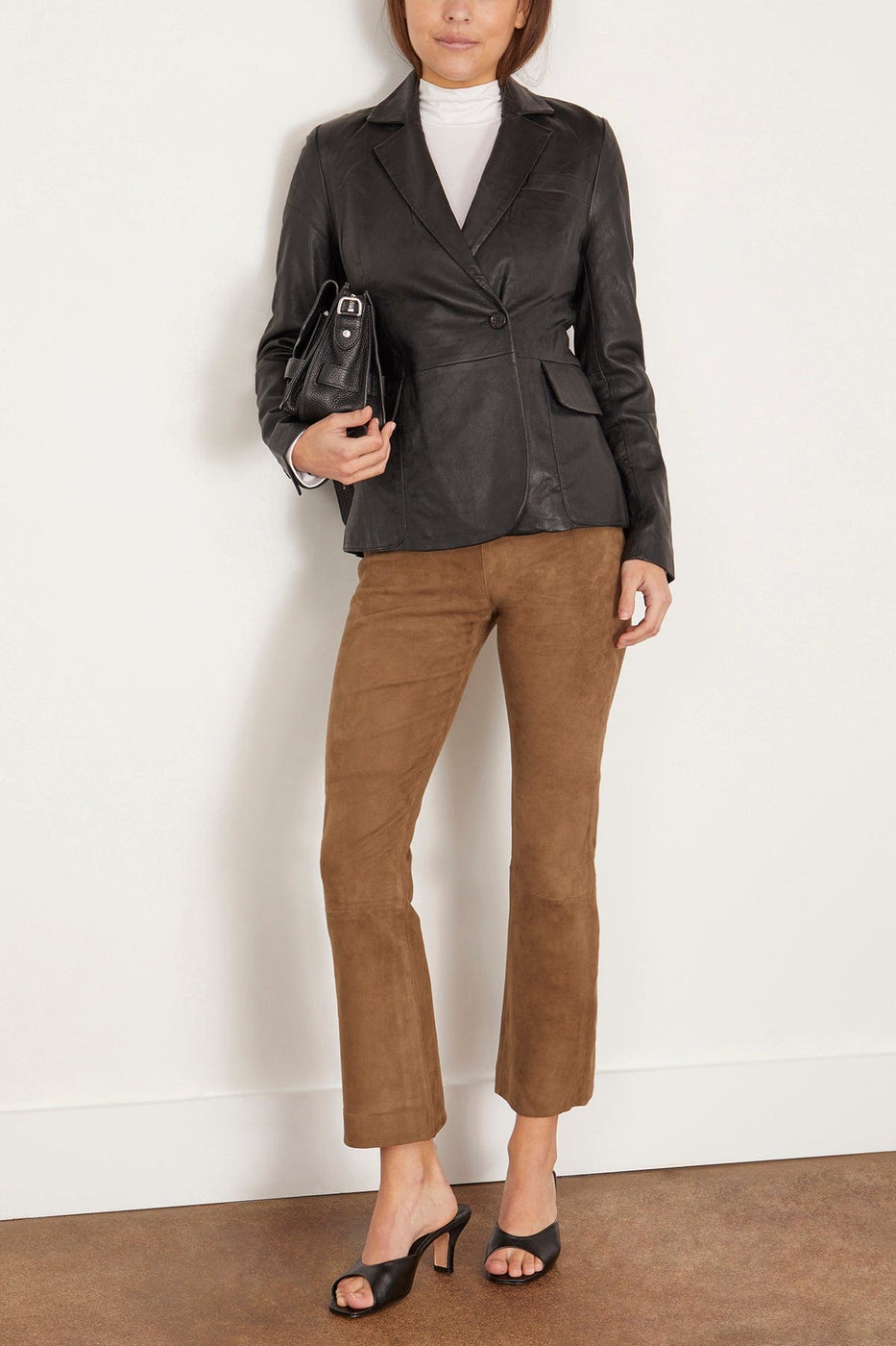 SPRWMN Pants Suede Crop Flare Pant in Olive SPRWMN Suede Crop Flare Pant in Olive