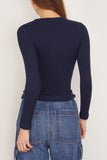 Sablyn Tops Quincy Long Sleeve Fitted Crewneck in Midnight Navy Sablyn Quincy Long Sleeve Fitted Crewneck in Midnight Navy