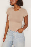 Sablyn Yael Cropped Crew Neck Baby Tee in Eco Gravel