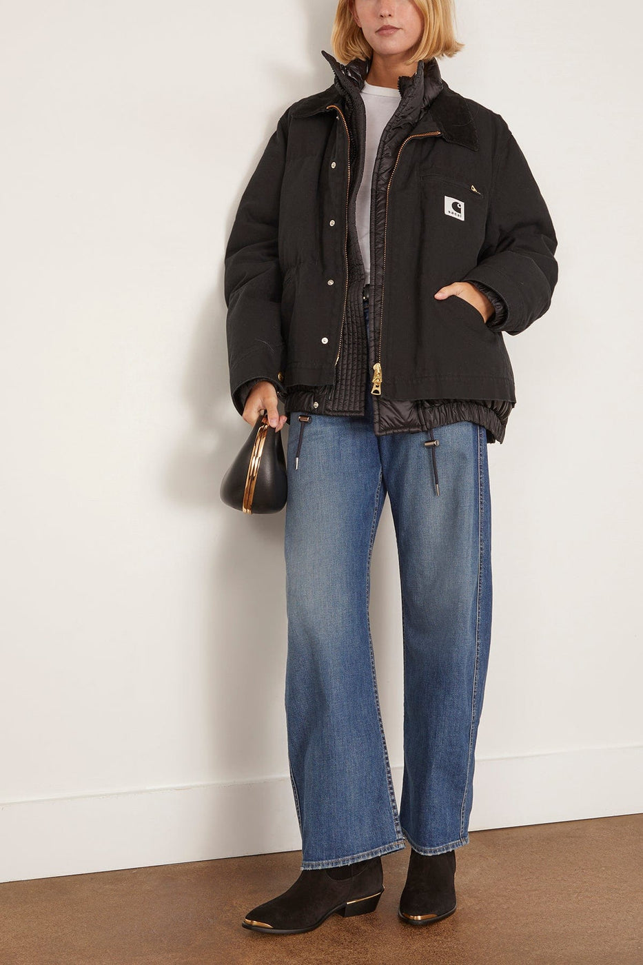 Sacai x Carhartt WIP Carhartt WIP Washed Duck Puffer Jacket in Black