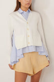 Sacai Sweaters Cotton Poplin x Knit Cardigan in Off White and Light Blue Sacai Cotton Poplin x Knit Cardigan in Off White and Light Blue