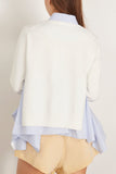 Sacai Sweaters Cotton Poplin x Knit Cardigan in Off White and Light Blue Sacai Cotton Poplin x Knit Cardigan in Off White and Light Blue