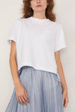Sacai Denim x Cotton Jersey T-Shirt in Off White/Light Blue