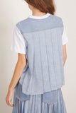 Sacai Denim x Cotton Jersey T-Shirt in Off White/Light Blue