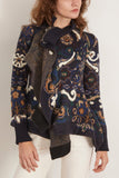 Sacai Floral Jacquard Knit Blouson in Navy