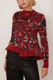 Sacai Floral Jacquard Knit Pullover in Bordeaux
