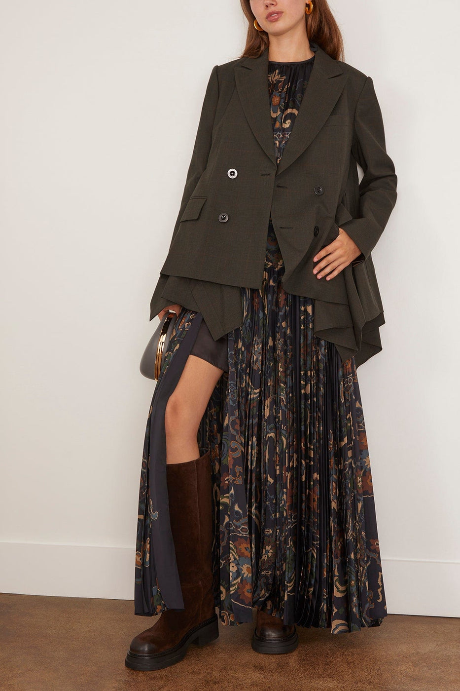 Sacai Glen Check Jacket in Khaki
