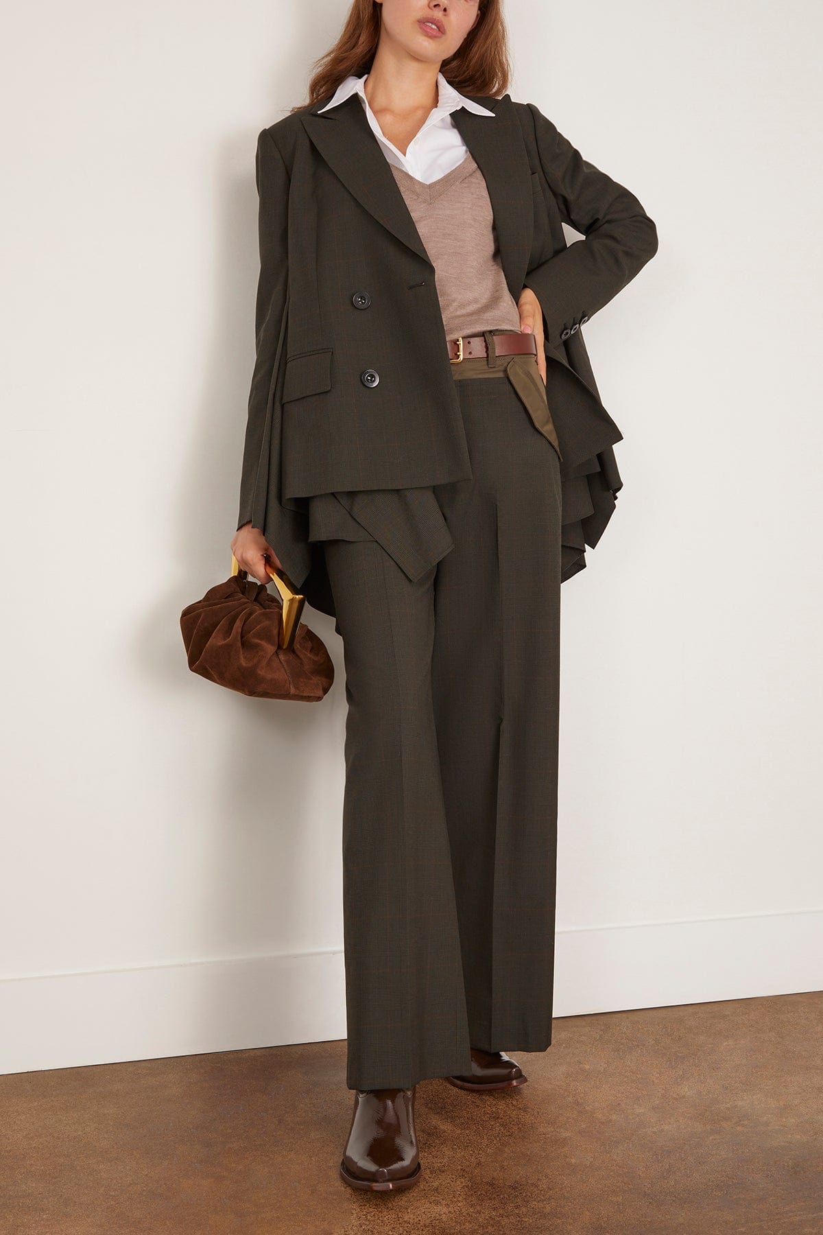 Sacai Glen Check Pants in Khaki