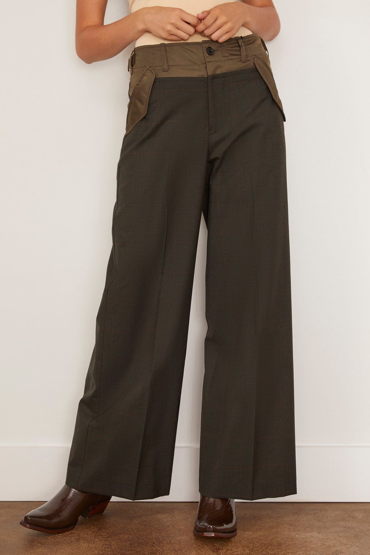 Sacai Glen Check Pants in Khaki