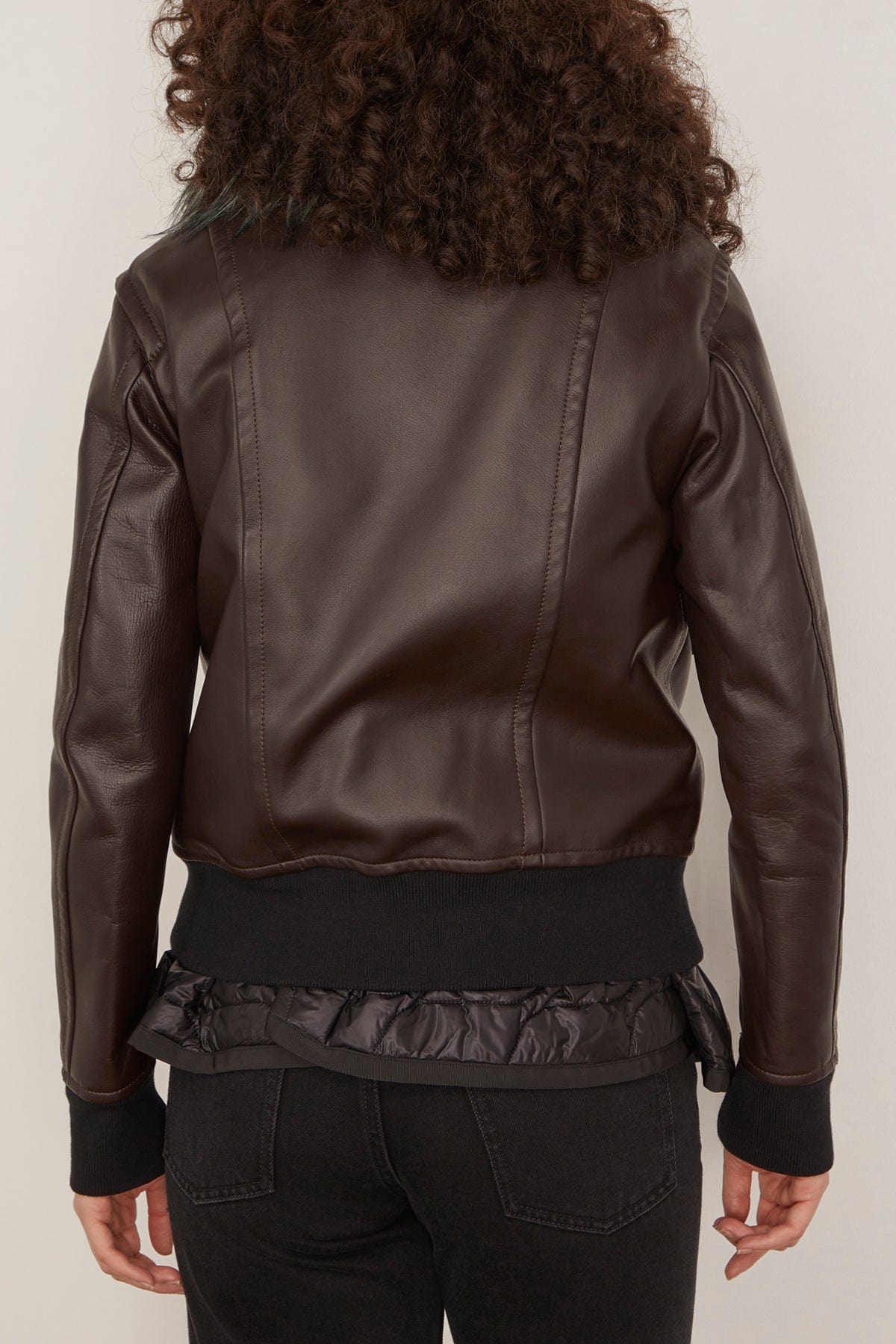 Sacai Leather Blouson in Brown