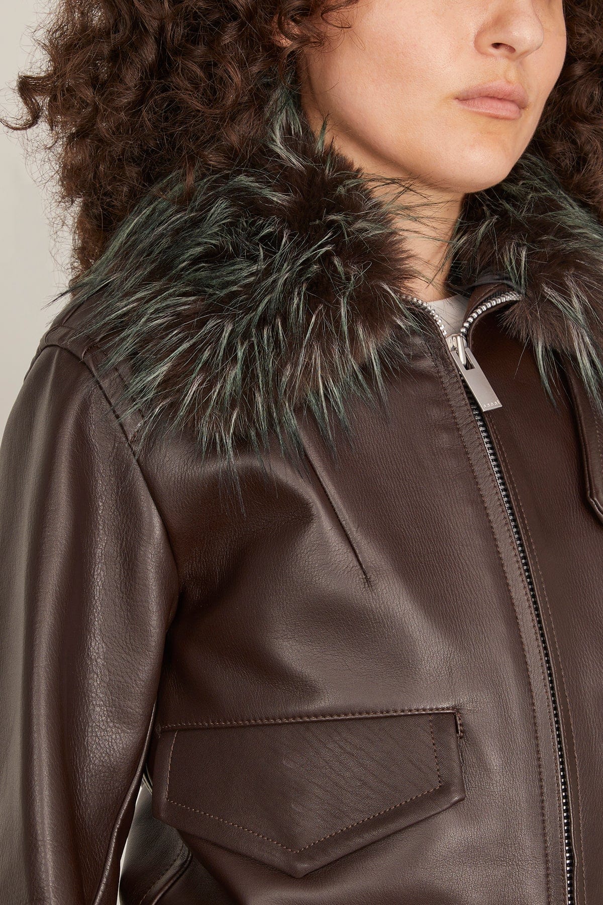Sacai Leather Blouson in Brown