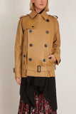 Sacai Leather Wool Knit Jacket in Beige/Black