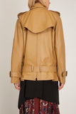 Sacai Leather Wool Knit Jacket in Beige/Black