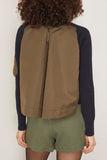 Sacai Nylon Twill Cotton Knit Cardigan in Navy/Dark Khaki