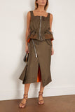 Nylon Twill Skirt in Dark Khaki
