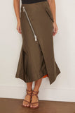 Nylon Twill Skirt in Dark Khaki