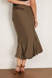 Nylon Twill Skirt in Dark Khaki