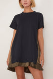 Sacai Nylon Twill x Cotton Jersey Dress in Navy/Dark Khaki
