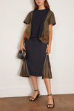 Sacai Nylon Twill x Cotton Jersey T-Shirt in Dark Khaki/Navy