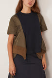 Sacai Nylon Twill x Cotton Jersey T-Shirt in Dark Khaki/Navy