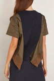 Sacai Nylon Twill x Cotton Jersey T-Shirt in Dark Khaki/Navy