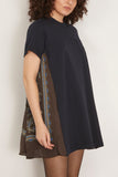 Sacai Paisley Print Cotton Jersey Dress in Navy/Khaki