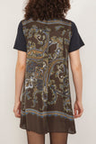Sacai Paisley Print Cotton Jersey Dress in Navy/Khaki