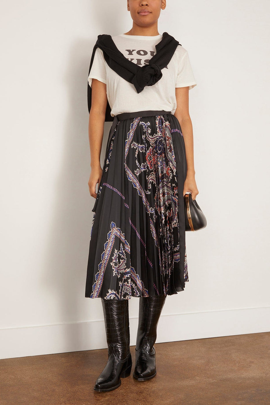Sacai Paisley Print Skirt in Black