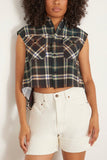 Sacai Tops Plaid Print Shirt in Green and Brown Sacai Plaid Print Shirt in Green and Brown