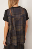 Sacai Tops Plaid Print x Cotton Jersey T-Shirt in Khaki x Navy Sacai Plaid Print x Cotton Jersey T-Shirt in Khaki x Navy