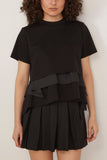 Sacai Poplin Cotton Jersey T-Shirt in Black