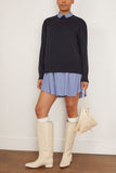 Sacai Poplin Cotton Knit Dress in Navy/Blue Stripe