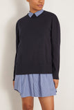 Sacai Poplin Cotton Knit Dress in Navy/Blue Stripe