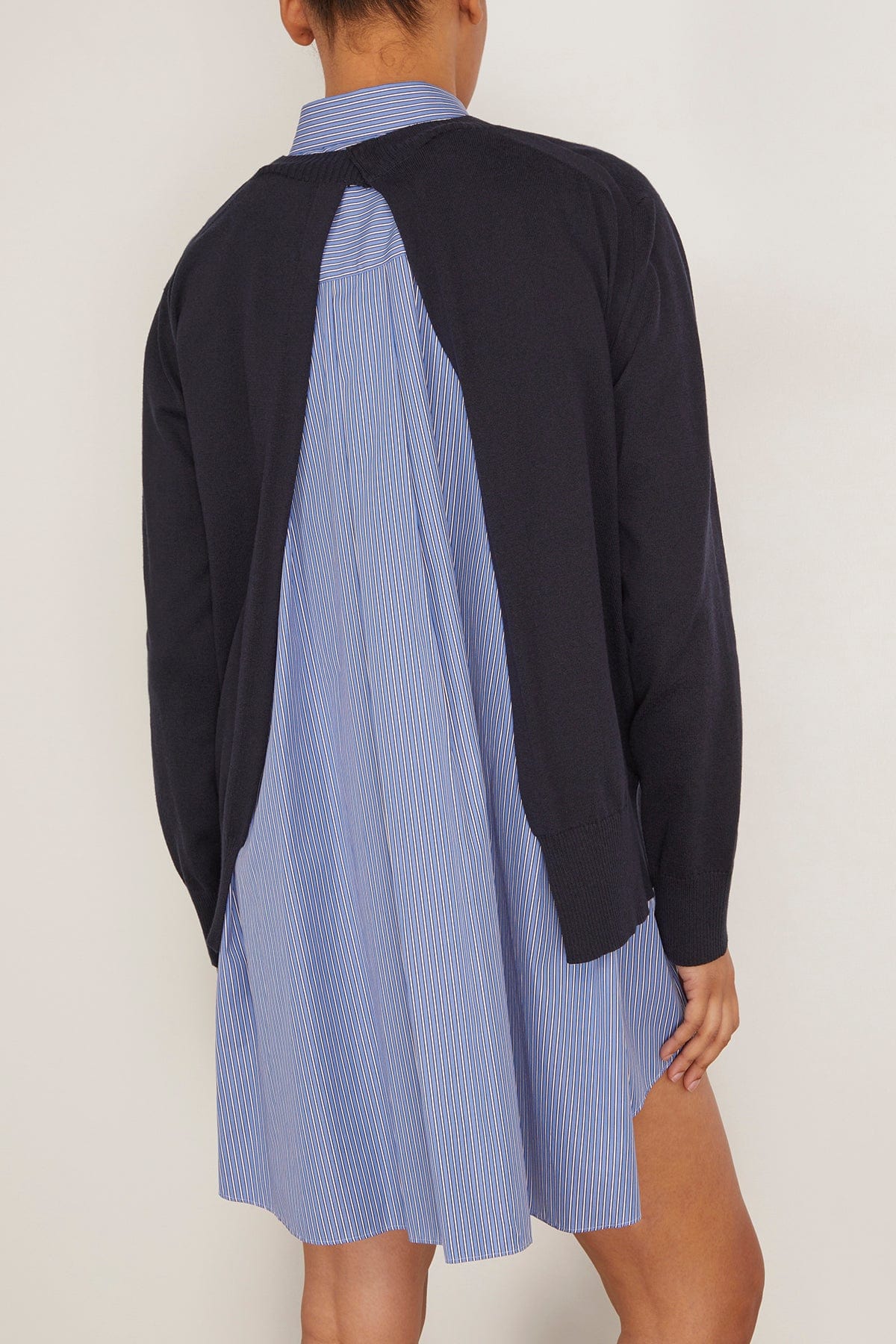 Sacai - Sacai Poplin Cotton Knit Dress in Navy/Blue Stripe 4 / L - Hampden Clothing Sacai - Sacai Poplin Cotton Knit Dress in Navy/Blue Stripe 4 / L - Hampden Clothing