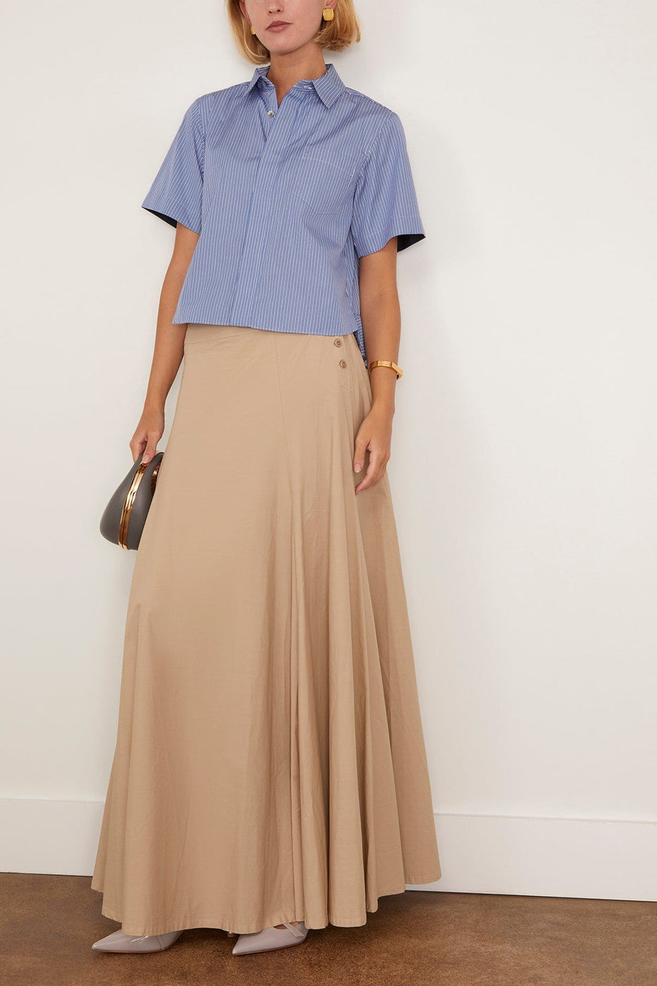 Sacai Poplin Shirt in Blue Stripe