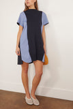 Sacai Casual Dresses Poplin x Knit Dress in Navy and Blue Stripes Sacai Poplin x Knit Dress in Navy and Blue Stripes