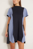 Sacai Casual Dresses Poplin x Knit Dress in Navy and Blue Stripes Sacai Poplin x Knit Dress in Navy and Blue Stripes