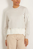 Sacai Sponge Sweat Nylon Twill Pullover in Ecru/Off White