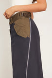 Sacai Suiting Mix Skirt in Navy/Dark Khaki