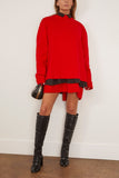 Sacai Suiting Wool Knit Dress in Red/Brown