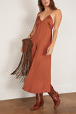 Saint Art Fallon Open Back Slip Dress in Rust