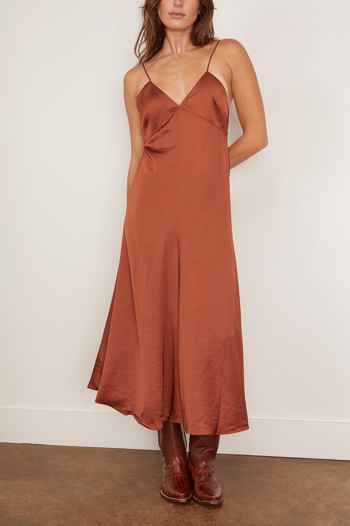 open back slip dress Saint Art - Saint Art Fallon Open Back Slip Dress in Rust XXS
