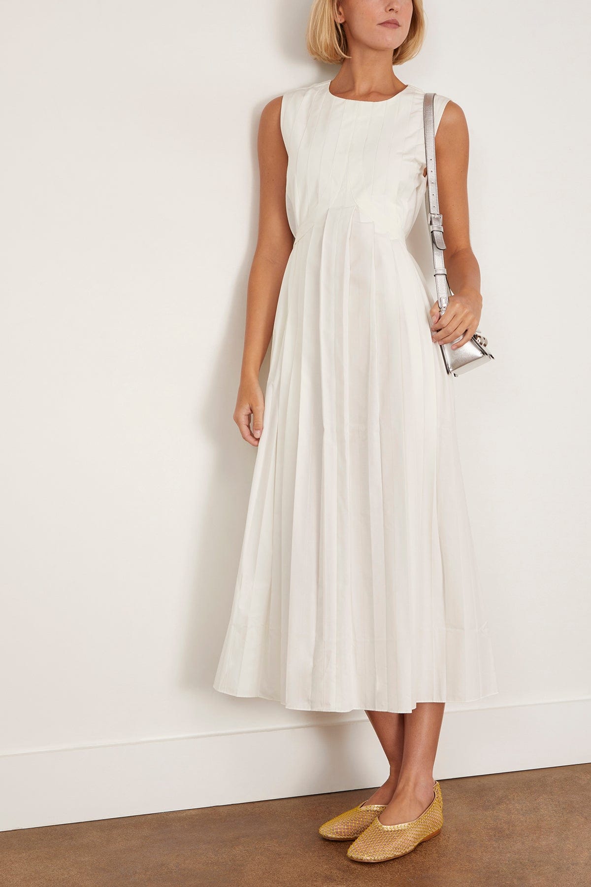 Saint Art Judson Pleated Maxi Dress in Ivory Hampden Clothing Saint Art Judson Pleated Maxi Dress in Ivory Hampden Clothing