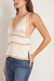 Saint Art Maisy Embellished Silk Top in Ivory